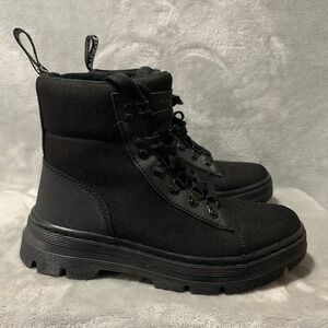 Dr. Martens Combs W Black Canvas Ankle Boots Women's US 6 UK 4 EU 37 Chunky